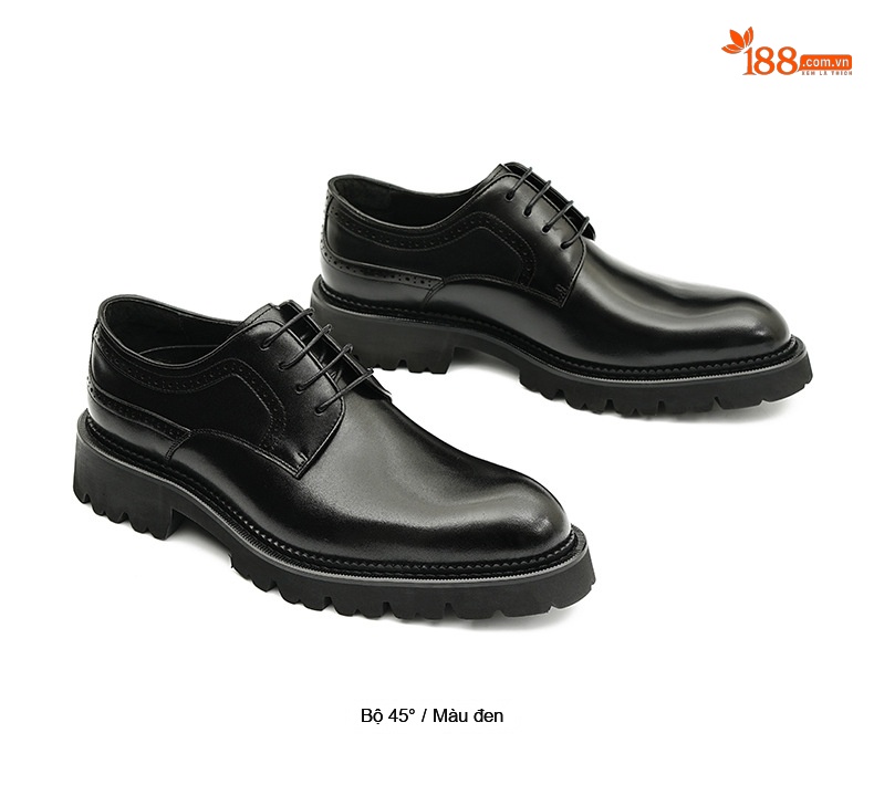 Giày Tây Buộc Dây Nam Da Bò Phong Cách Anh Quốc Chiều Cao Đế Khoảng 4cm Màu Nâu, Đen chi tiết 13