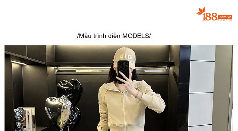 Bộ Quần Áo Nữ Dáng Rộng Áo Khoác Lửng Có Mũ Quần Ống Rộng Lót Lông Màu Be chi tiết 3
