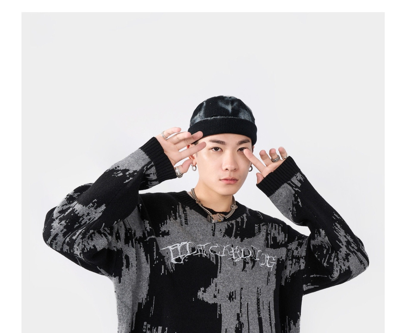 Áo Sweater Nam Nữ Dệt Kim Tay Dài Form Rộng Phong Cách Đường Phố Màu Đen, Kem chi tiết 21