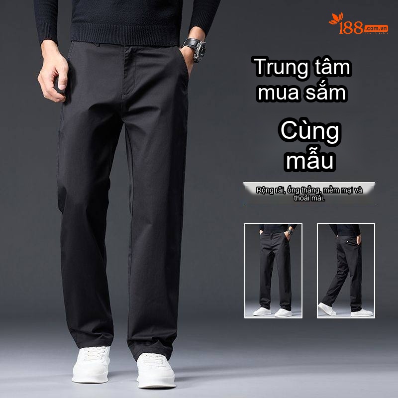 Quần Dài Nam Cotton Dáng Suông Rộng Thoải Mái Màu Đen, Xám, Kem, Xanh Navy