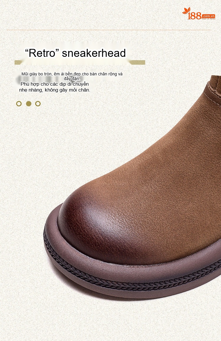 Boot Nữ Ngắn Cổ Lót Lông Giữ Ấm Mùa Đông Chiều Cao Đế Khoảng 3cm Màu Nâu chi tiết 3