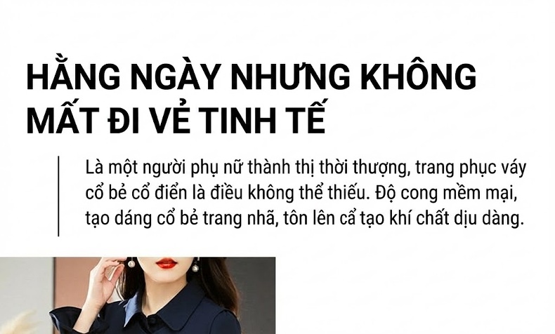 Váy Bộ Nữ Áo Vest Tay Dài Thanh Lịch Phong Cách Hàn Quốc Màu Nâu, Xanh Navy chi tiết 6