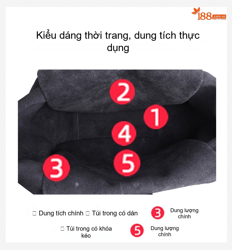 Túi Tote Nữ Da Bò Sức Chứa Lớn Đeo Vai Phong Cách Tiểu Thư Màu Đen chi tiết 7