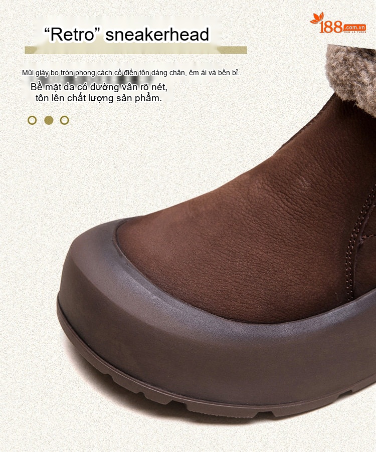 Boot Nữ Cổ Lông Giữ Ấm Lót Lông Chiều Cao Đế Khoảng 5cm Màu Nâu chi tiết 5