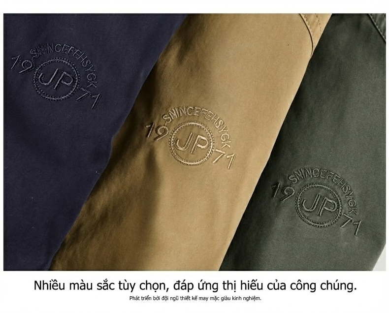 Áo Khoác Nam Công Sở Tay Dài Khóa Kéo Vải Cotton Màu Be, Xanh Navy, Xanh Rêu chi tiết 21