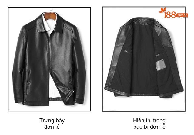 Áo Khoác Da Thật Nam Lót Lông Chồn Cổ Bẻ Ngắn Màu Đen chi tiết 7