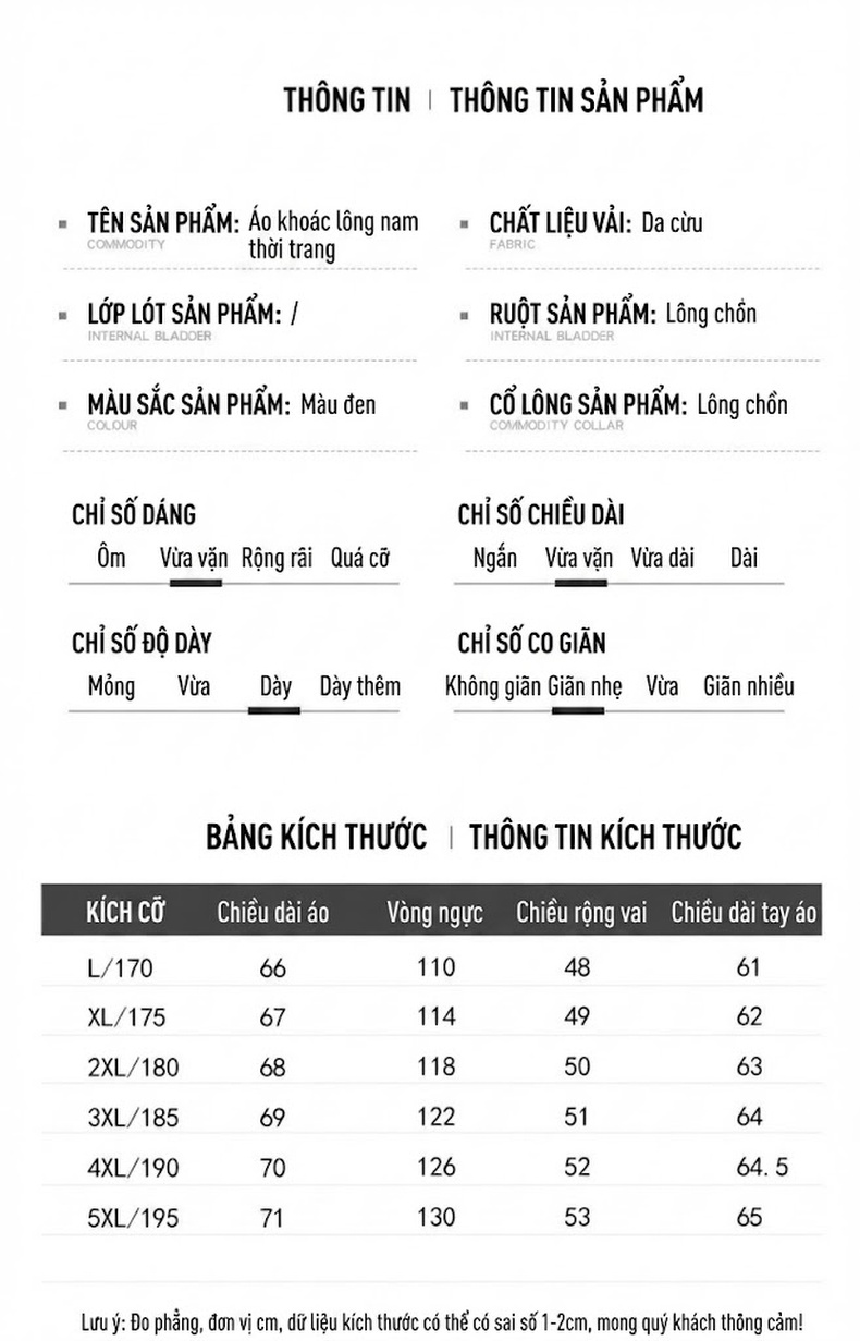 Áo Khoác Da Thật Nam Lót Lông Chồn Dáng Trung Niên Da Cừu Dày Dặn Màu Đen chi tiết 2