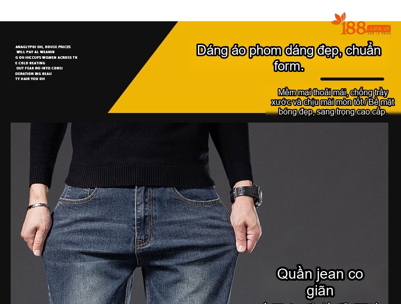 Quần Jean Nam Ống Đứng Dáng Rộng Co Giãn Cao Cấp chi tiết 8