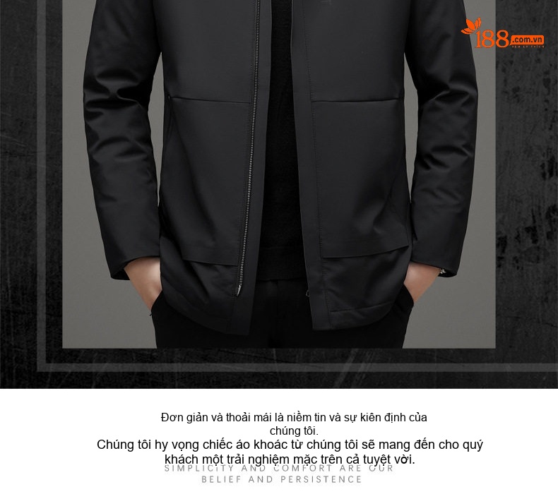 Áo Khoác Phao Nam Milk Silk 90% Lông Ngỗng Xám Mỏng Nhẹ Có Mũ Màu Xanh Navy chi tiết 2