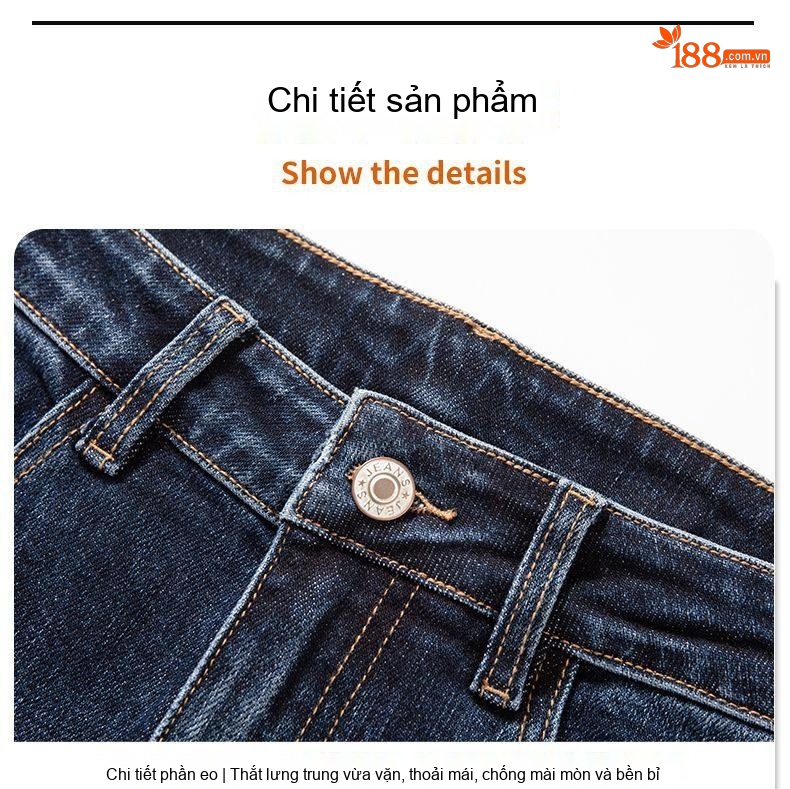 Quần Jean Nam Ống Đứng Co Giãn Lót Lông Cừu Dày Dặn Màu Xanh Dương Đậm chi tiết 26
