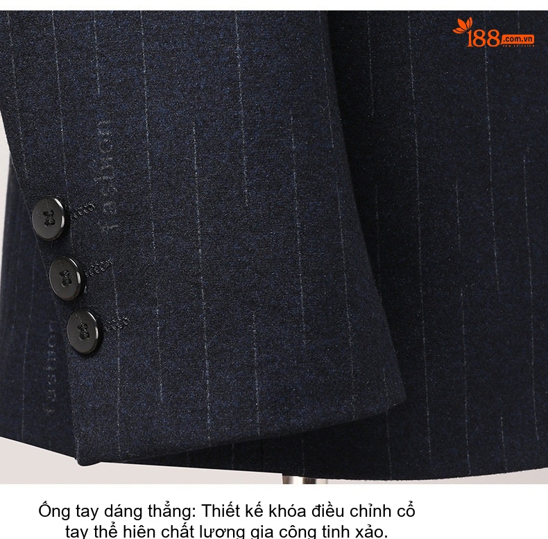 Bộ Vest Nam Kẻ Sọc Co Giãn Ôm Dáng Màu Xanh Đen chi tiết 12