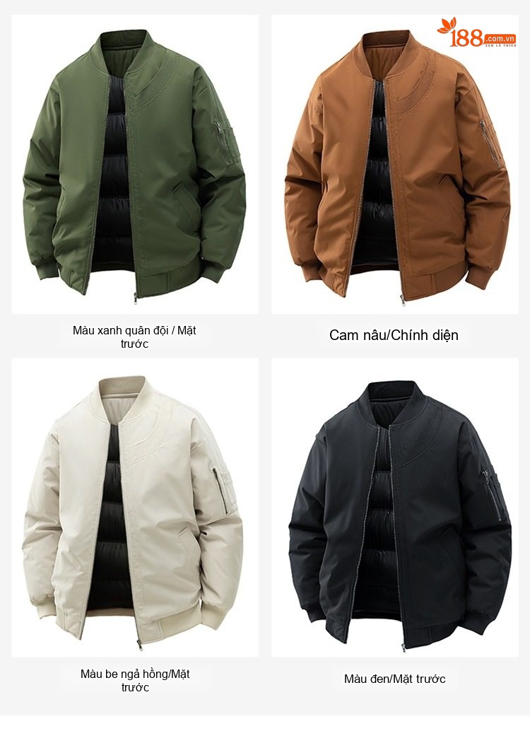 Áo Khoác Bông Nam Dày Dặn Cổ Bóng Chày Cotton Dáng Rộng Giữ Ấm Phong Cách Cặp Đôi Màu Kem, Nâu, Xanh, Đen... chi tiết 19