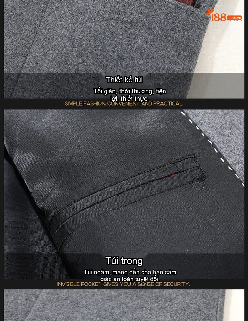 Áo Vest Nam 50% Len Kẻ Houndstooth Thu Đông Dáng Ôm Ngắn Màu Nâu, Xám, Đen chi tiết 17