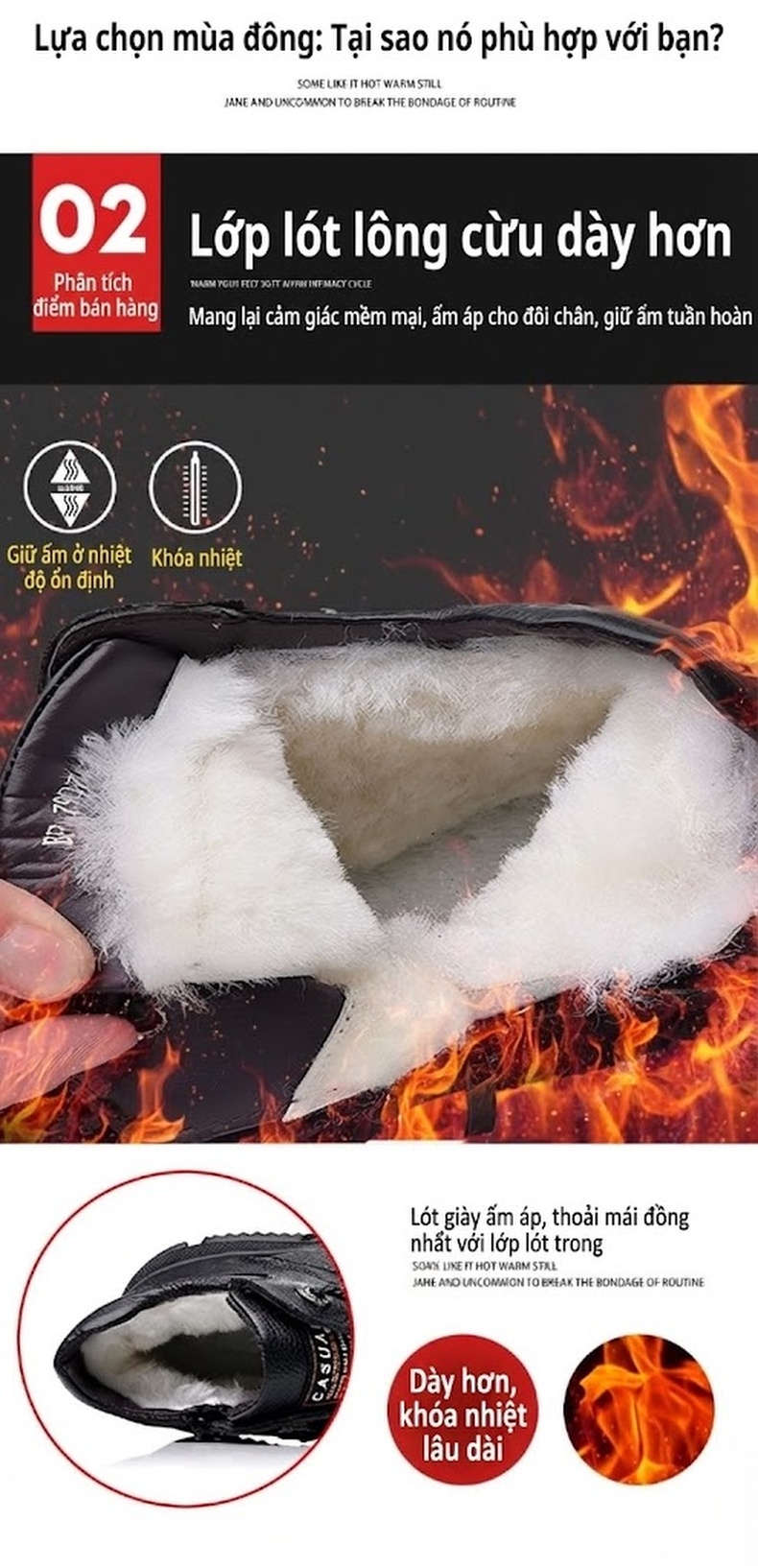 Giày Boot Nam Cao Cổ Da Mờ Lót Lông Ấm Áp Chiều Cao Đế Khoảng 3cm Màu Đen chi tiết 8