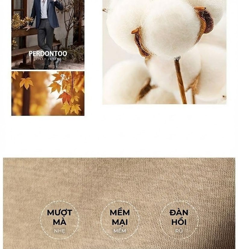 Áo Thun Dài Tay Nam Modal Cotton Mềm Mịn Kháng Khuẩn Màu Trắng, Đen, Nâu, Xám chi tiết 7