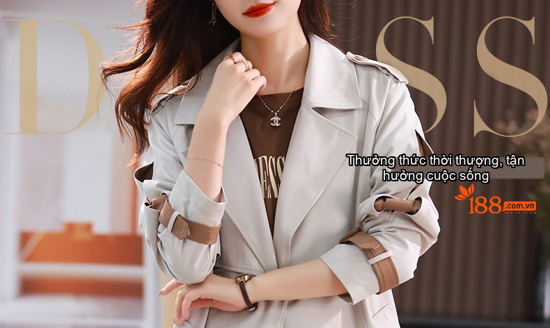 Áo Khoác Măng Tô Nữ Dáng Dài Vừa Phong Cách Hàn Quốc Màu Đen, Be chi tiết 1