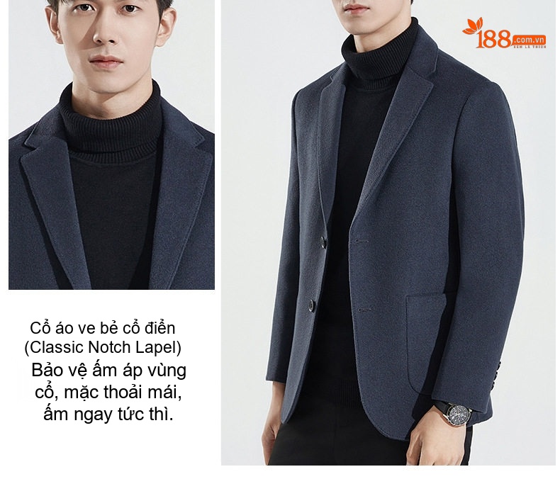 Áo Vest Nam 100% Lông Cừu Thu Đông Dáng Ôm Màu Nâu, Xám, Xanh Navy, Đen chi tiết 3