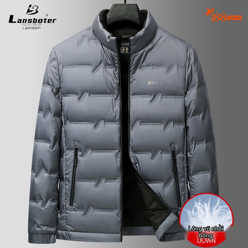 Áo Khoác Phao Nam Lông Vũ Dáng Ngắn Chống Gió Giữ Ấm Màu Xám, Xanh Navy, Đỏ Rượu, Đen