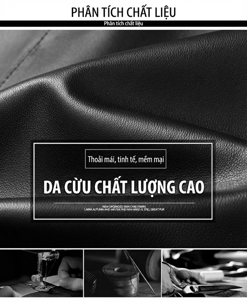 Áo Khoác Da Cừu Nam Cổ Bẻ Kiểu Bomber Màu Đen chi tiết 2