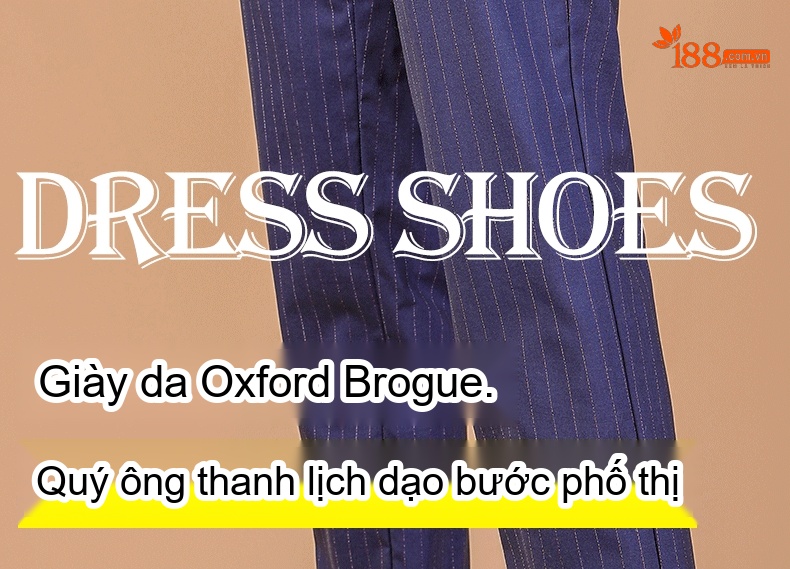 Giày Tây Buộc Dây Nam Da Thật Mũi Brogue Chiều Cao Đế Khoảng 3cm Màu Nâu chi tiết 1