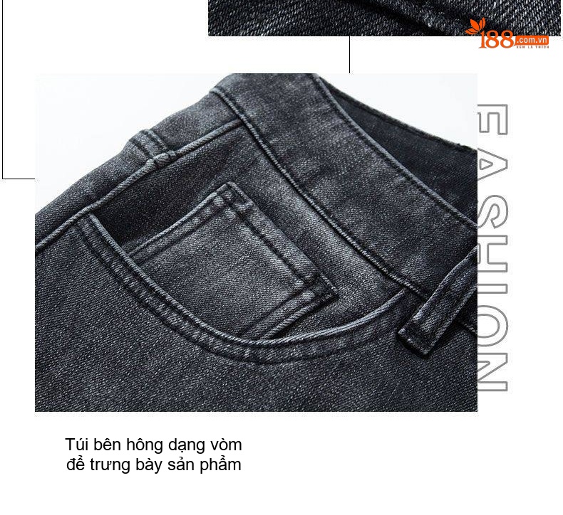 Quần Jean Nam Ống Đứng Lót Lông Dày Dặn Co Giãn Màu Xám Đậm, Đen chi tiết 18
