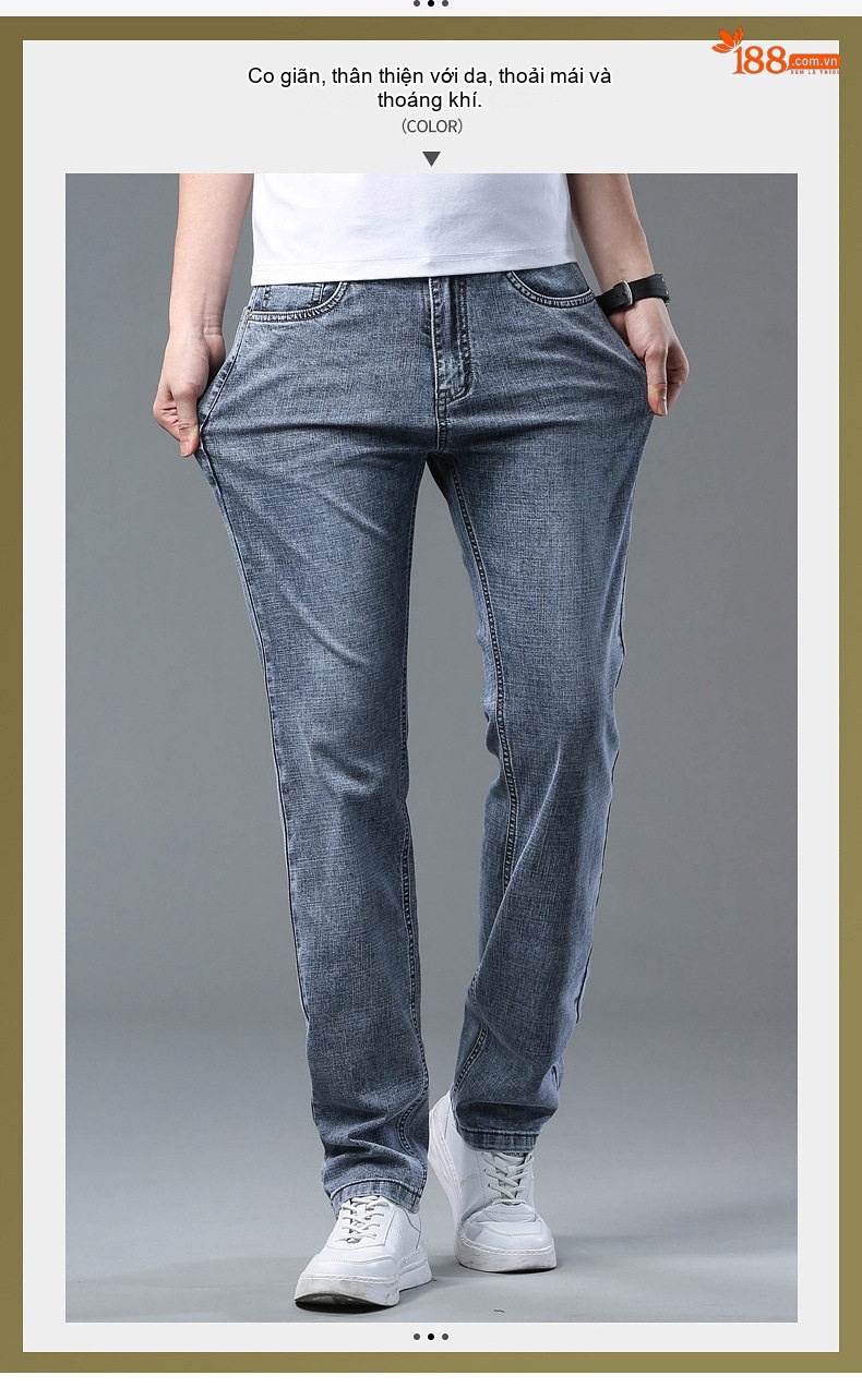Quần Jean Nam Ống Đứng Dáng Rộng Co Giãn Nhẹ Phong Cách Casual Màu Xanh, Xám chi tiết 18