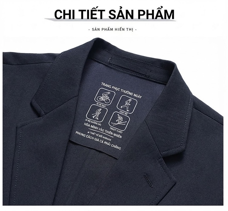 Áo Blazer Nam Phong Cách Hàn Quốc Chống Nhăn Màu Đen, Xám, Trắng Kem chi tiết 16