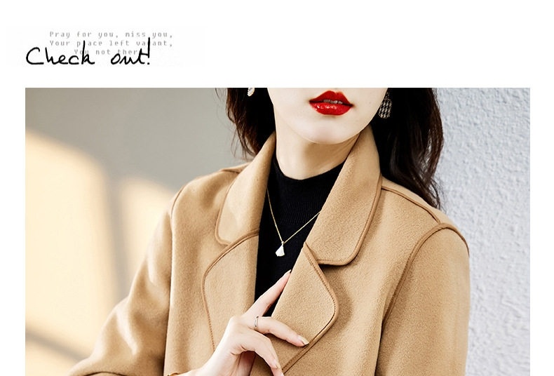 Áo Khoác Dạ Nữ Ngắn Hai Mặt Dáng Blazer Thanh Lịch Màu Be, Nâu chi tiết 20