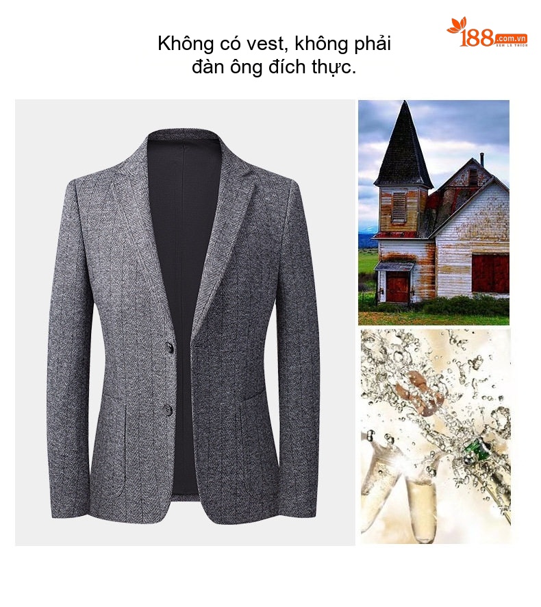 Áo Vest Nam Dệt Kim Lông Cừu Mỏng Dáng Ôm Phong Cách Thu Đông Màu Xám, Nâu chi tiết 11