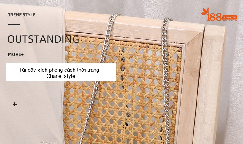Túi Đeo Chéo Nữ Da Thật Dây Xích Họa Tiết Trám Sang Trọng Màu Trắng Kem chi tiết 1