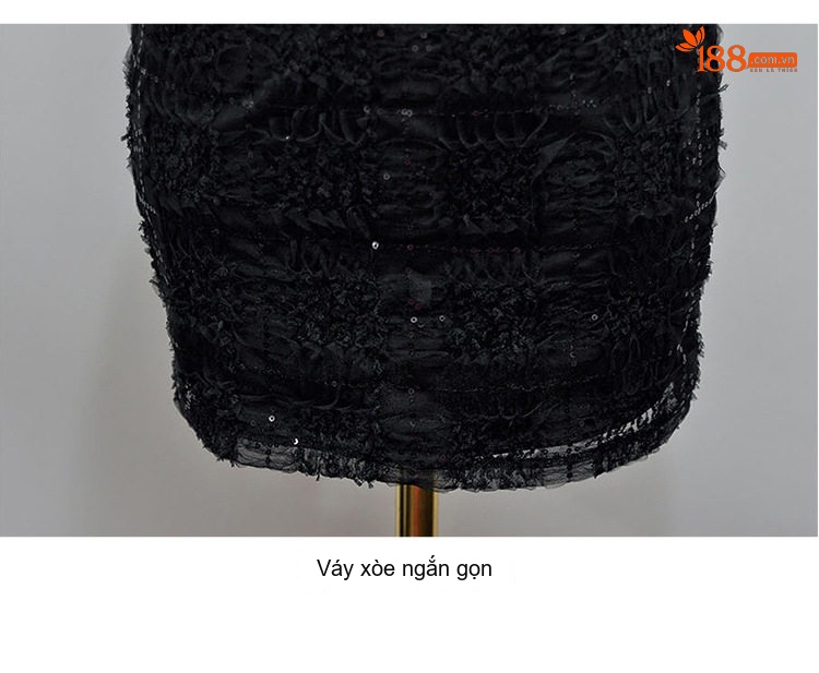 Set Áo Ren Lưới Croptop Tay Ngắn Quần Chân Váy Ngắn Ôm Eo Màu Đen chi tiết 28