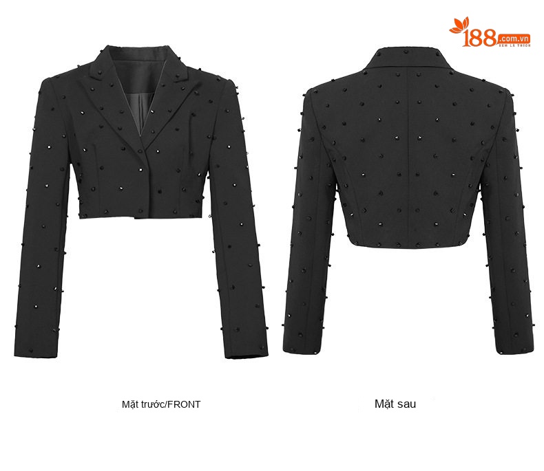 Áo Khoác Blazer Nữ Dáng Ôm Ngắn Thiết Kế Sang Trọng Màu Đen chi tiết 5