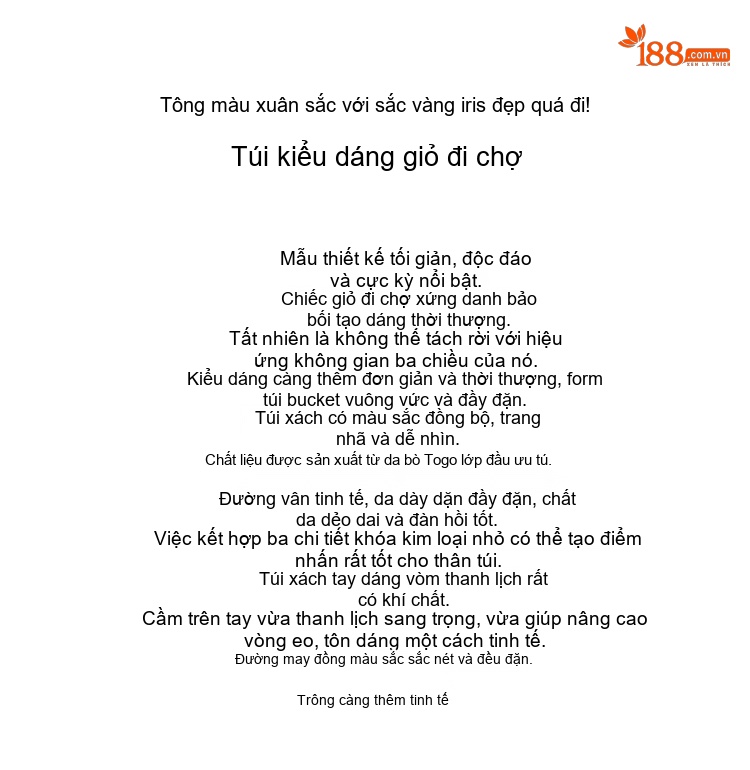 Túi Đeo Vai Nữ Da Thật Mềm Mại Kiểu Túi Làn Đi Chợ Màu Vàng, Kem, Xám chi tiết 2