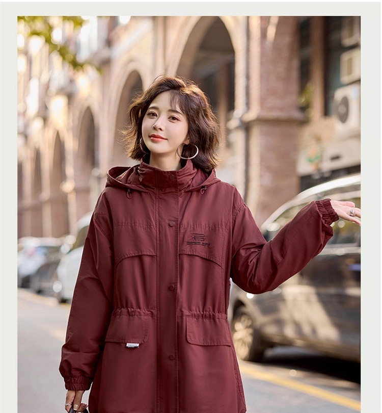 Áo Khoác Parka Nữ Cotton Lót Lông Dày Dặn Dáng Dài Giữ Ấm Màu Đỏ Ancola, Nâu, Đen chi tiết 1