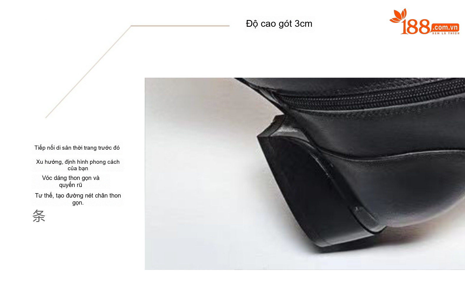 Boot Nữ Da Thật Cổ Lửng Gót Vuông Chiều Cao Đế Khoảng 3cm Màu Đen chi tiết 7
