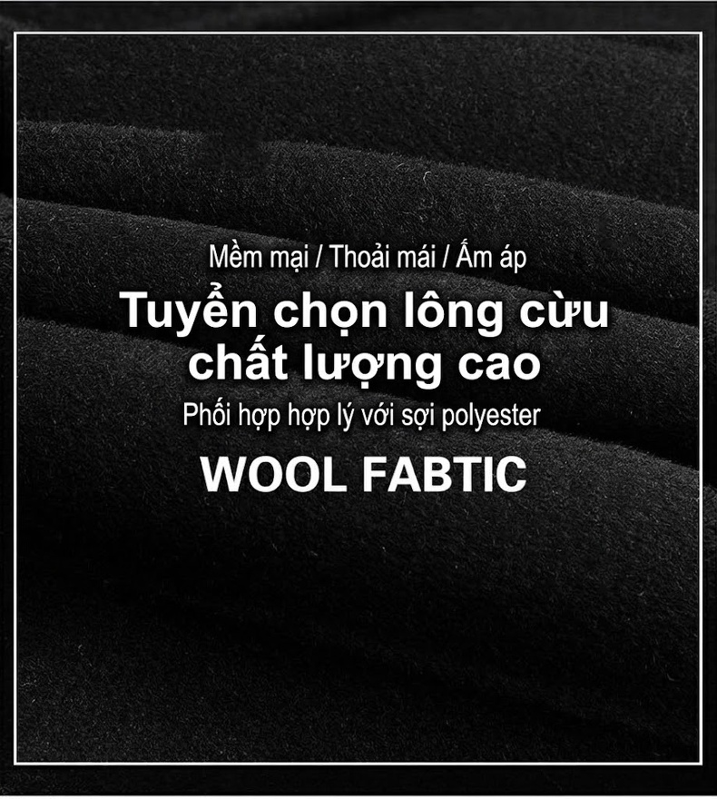 Áo Khoác Dạ Nam 100% Lông Cừu Hai Mặt Cổ chữ Vest Công Sở Thanh Lịch Màu Đen chi tiết 10