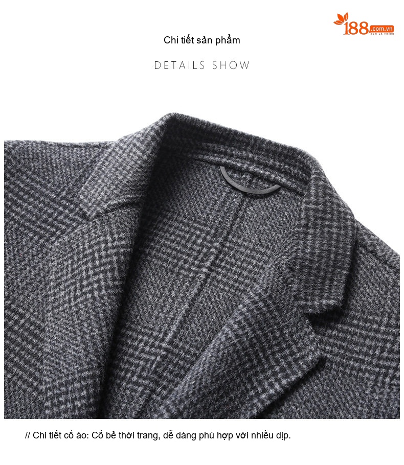 Áo Vest Nam Dệt Kim Jacquard Hai Mặt Thủ Công Màu Xám, Đen chi tiết 32