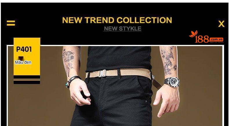 Quần Dài Nam Ống Đứng Cotton Dáng Rộng Khaki, Đen chi tiết 10