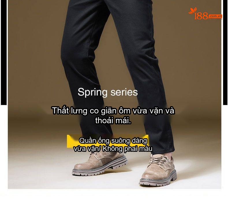 Quần Dài Nam Ống Đứng Cotton Dáng Rộng Khaki, Đen chi tiết 11