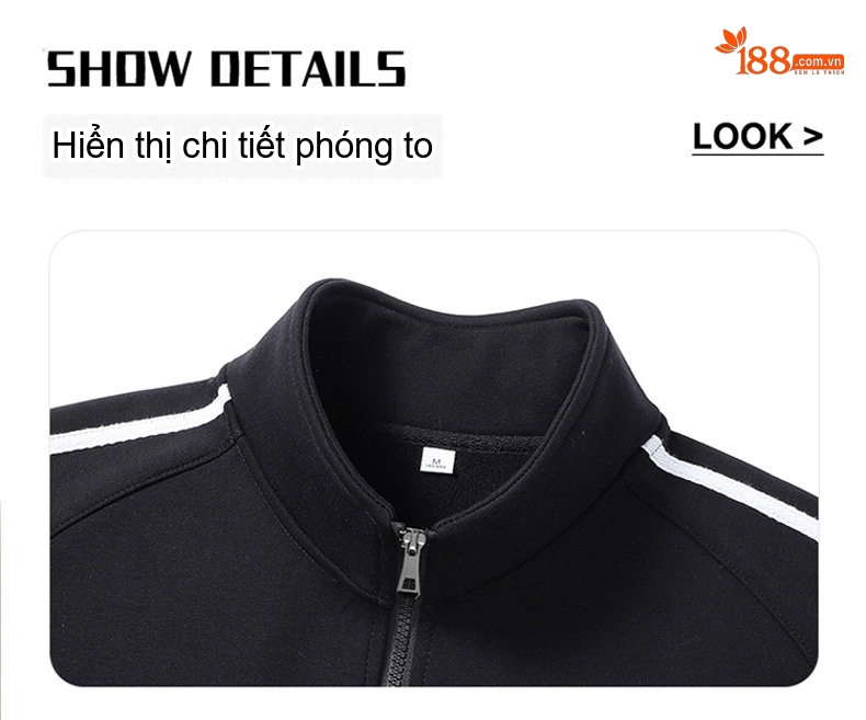 Áo Khoác Bomber Nam Cổ Trụ Dáng Rộng Phong Cách Thể Thao Màu Đen, Xám, Xanh Navy chi tiết 20