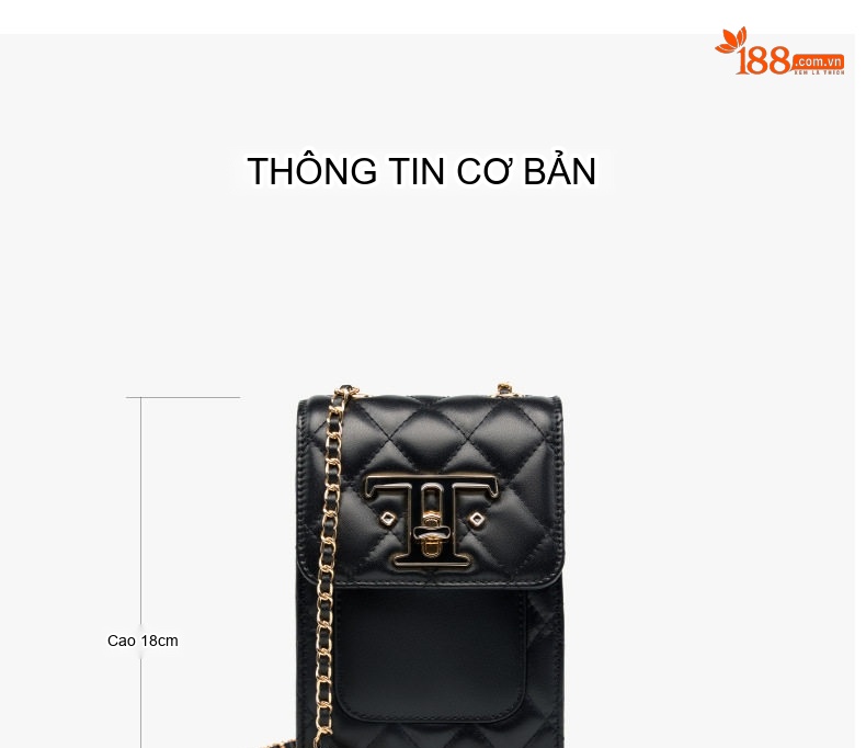 Túi Đựng Điện Thoại Nữ Da Bò Dây Xích Đeo Chéo Mini Cao Cấp Màu Đen, Trắng chi tiết 12