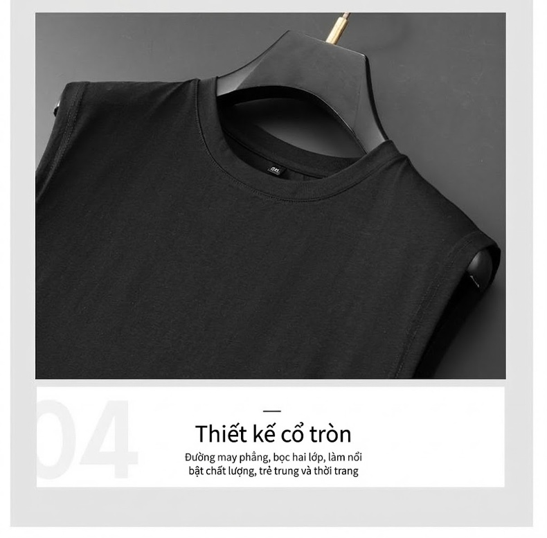 Áo Ba Lỗ Nam Cotton Sát Nách Form Rộng Thoáng Mát Màu Đen, Trắng chi tiết 15