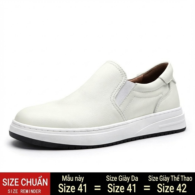 Giày Lười Nam Da Bóng Chiều Cao Đế Khoảng 3cm Màu Đen, Trắng
