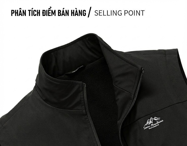 Áo Gile Bông Nam Thu Đông Giữ Ấm Phong Cách Thể Thao Màu Xanh Navy, Xanh Rêu, Đen chi tiết 8