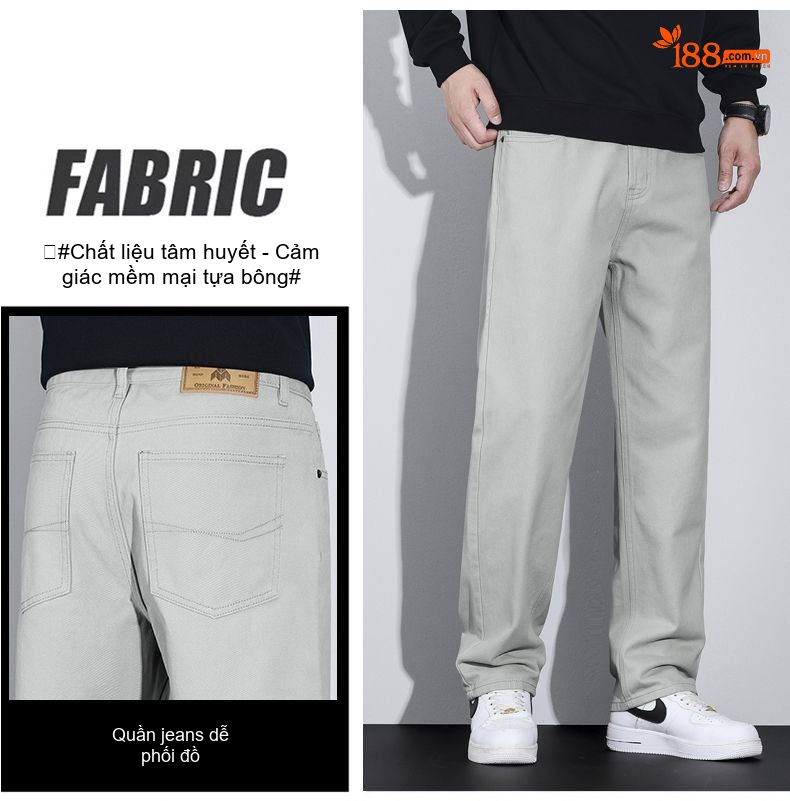 Quần Dài Nam Cotton Ống Rộng Thoải Mái Màu Xám, Nâu, Xanh Rêu chi tiết 38