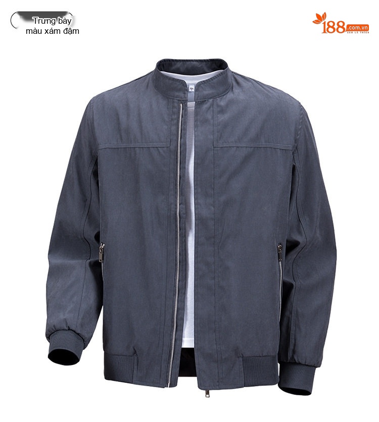 Áo Khoác Bomber Nam Cổ Trụ Dáng Rộng Màu Xám, Vàng Be, Đen chi tiết 11