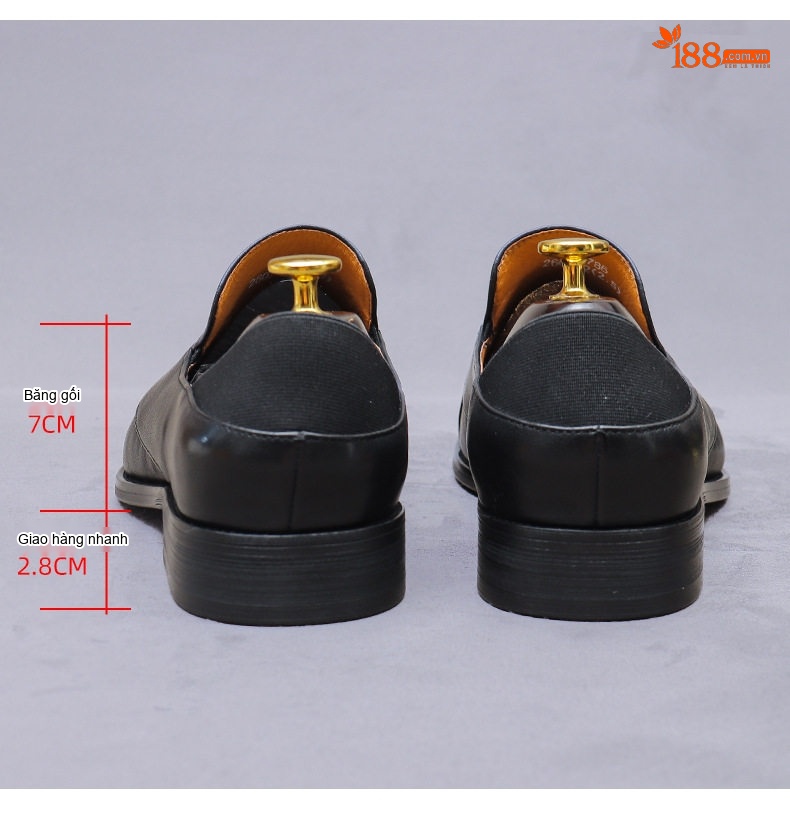 Giày Lười Nam Da Bò Phong Cách Anh Quốc Chiều Cao Đế Khoảng 3cm Màu Đen, Xám chi tiết 18