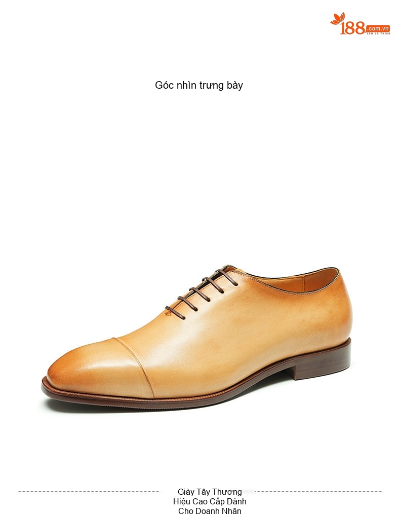 Giày Tây Oxford Nam Da Bò Thật Chiều Cao Đế Khoảng 3cm Màu Nâu Vàng, Đen chi tiết 14