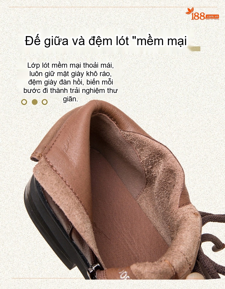 Giày Boot Nữ Cổ Thấp Da Mờ Đế Bệt Chiều Cao Đế Khoảng 2cm Màu Đen, Nâu, Xám chi tiết 6