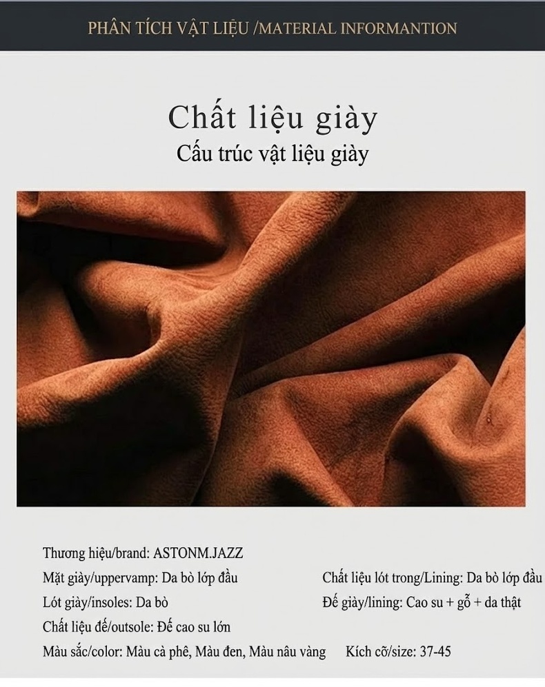 Giày Tây Buộc Dây Nam Da Thật Vân Litchi Chiều Cao Đế Khoảng 3cm Màu Nâu, Đen, Nâu Đậm chi tiết 3